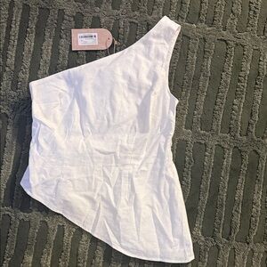 Meshki White Asymmetrical Bodysuit